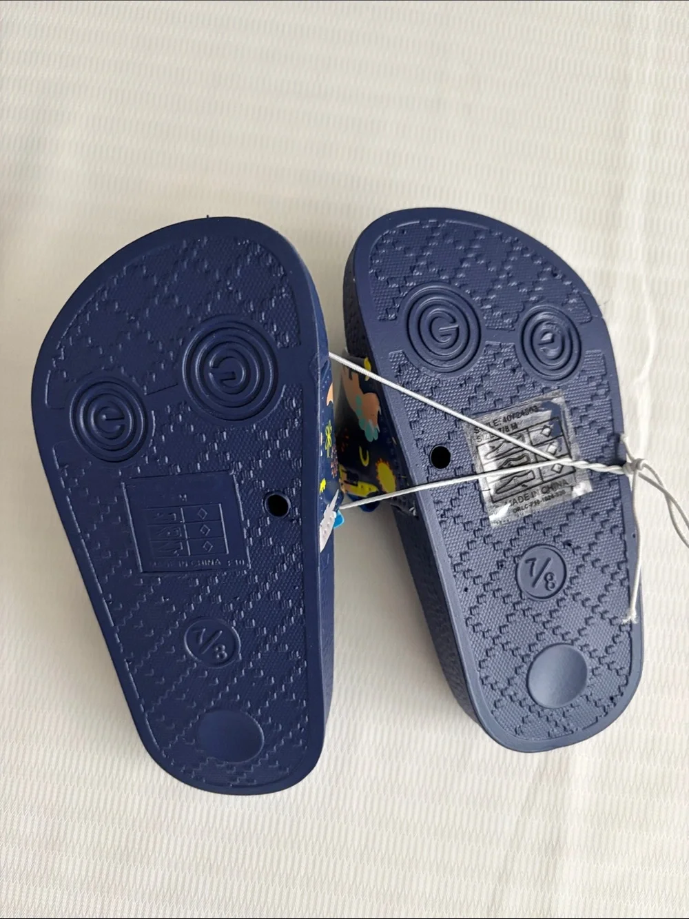 Kids' Navy Dinosaur Slide Sandals